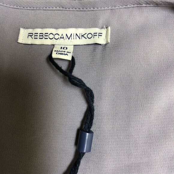 NWT Rebecca Minkoff Womens Gray Plum Lace Pleated Racerback Casual Dress 10 $598 - Picture 12 of 15